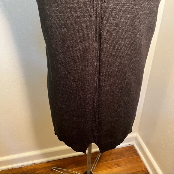 V-Neck Tunic Sweater Vest Dark Charcoal Gray Buttons - Picture 8 of 9